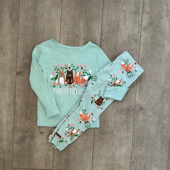 Old Navy 2T Toddler Girl Snug Fit Pajamas Whimsical Forest Theme vguc - Picture 7 of 12